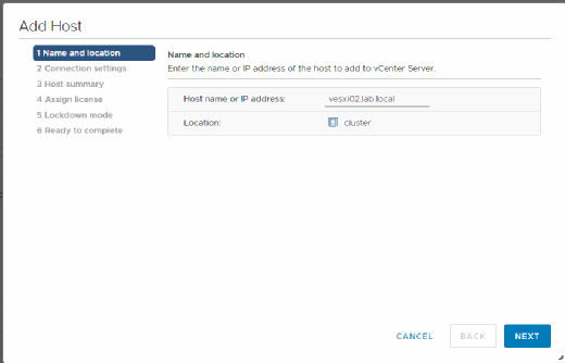 Add a host to vCenter Server with the vSphere Client
