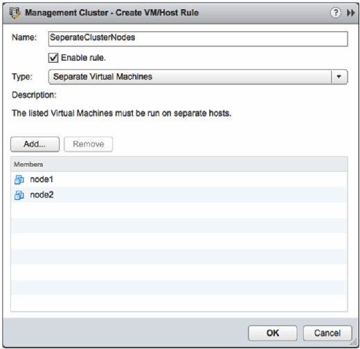 Creating a VM/Host Rule.