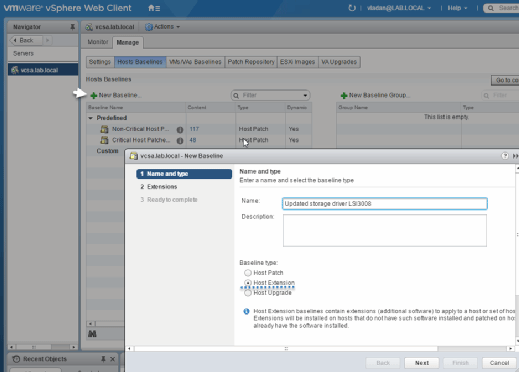 VUM Create a host extension.