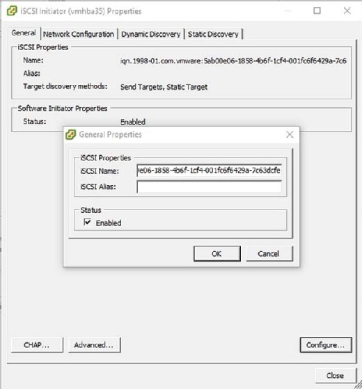 An enabled iSCSI Initiator