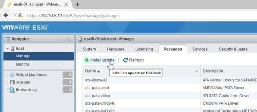 Install updates through the Embedded Host Client.