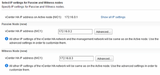 Selecting node IP settings.
