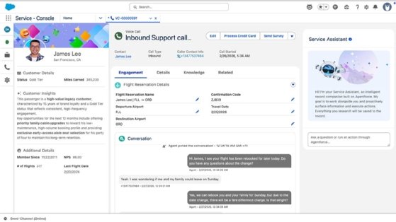 A screenshot of Agentforce Contact Center dashboard