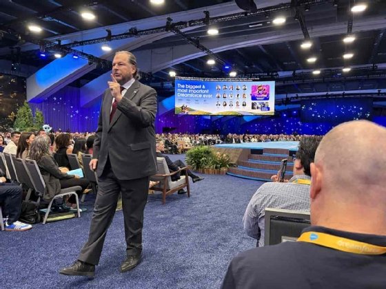 Photo of Salesforce CEO Marc Benioff keynoting at Dreamforce 2026.