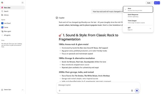 creenshot of the Microsoft Copilot interface showing the