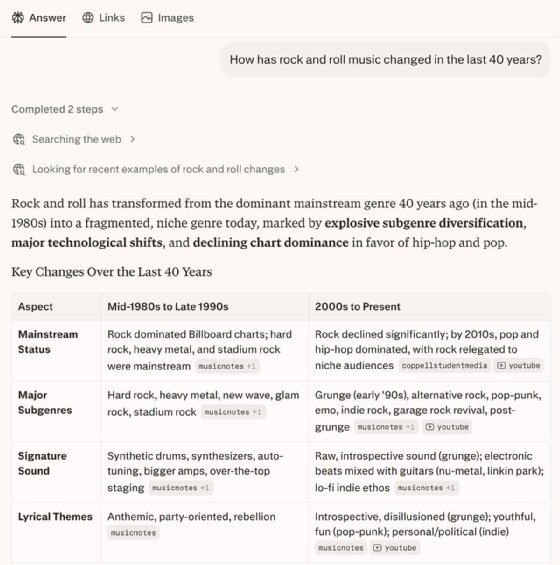 Screenshot of Perplexity AI interface showing the