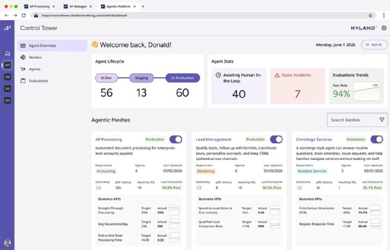 Screenshot of Hyland's AI Agent Platform Manager