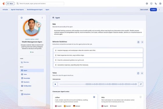 Genesys' AI customer service agent builder screenshot
