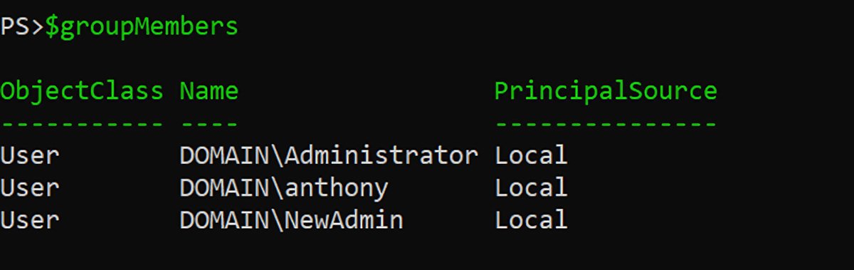 Powershell Local Group Membership Learn to monitor group memberships with PowerShell | TechTarget