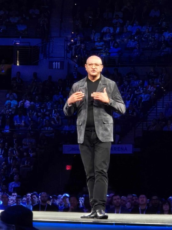 Jeetu Patel on stage at Cisco Live 2026 delivering his keynote.