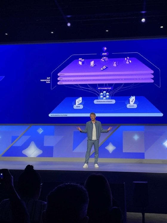 Photo of SAP CEO Christian Klein speaking at Sapphire 2026 conference in Orlando