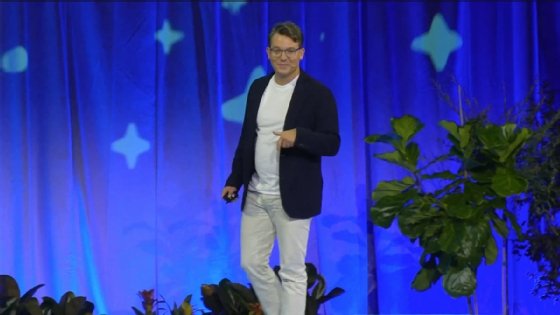 Mark Recher, general manager of Tableau, speaks during parent company's Salesforce's Dreamforce user conference.