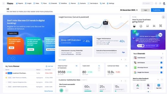 A screenshot of the Pisano voice of the customer dashboard