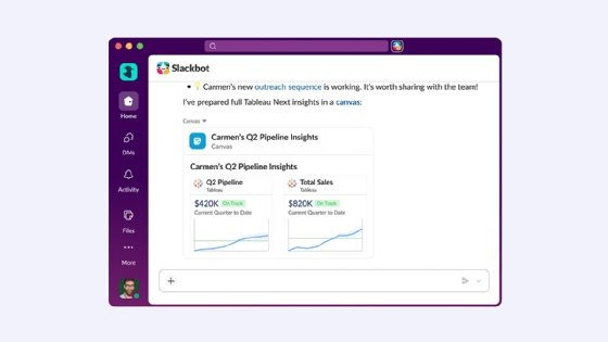 Screenshot of Tableau data visualization in Slack via MCP AI