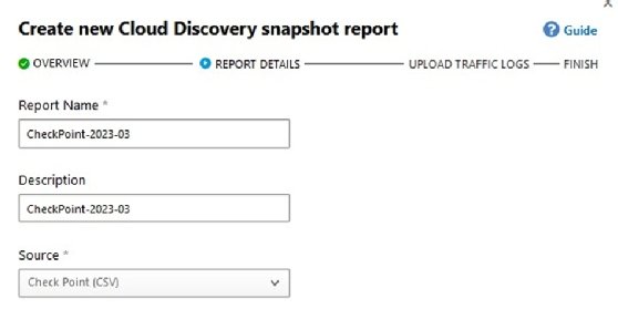 Screenshot showing Cloud Discovery report name and description