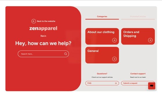 A screenshot and sample of a Zendesk customer service suite interface